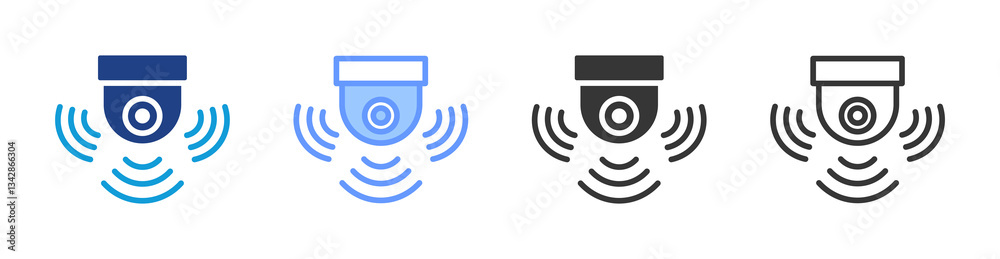 Poster cctv icon set multiple style collection