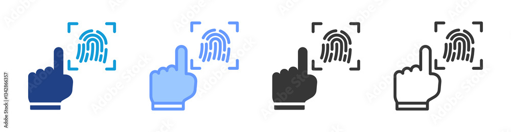 Aufkleber Biometric Authentication icon set multiple style collection
