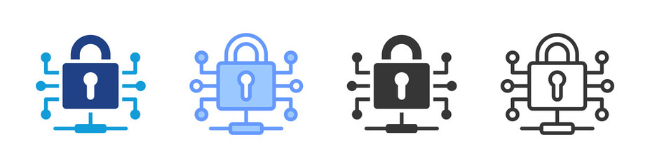 Encryption icon set multiple style collection
