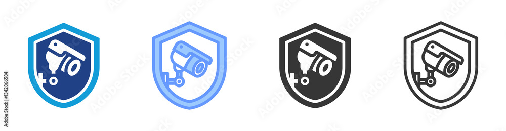 Poster Security Camera icon set multiple style collection