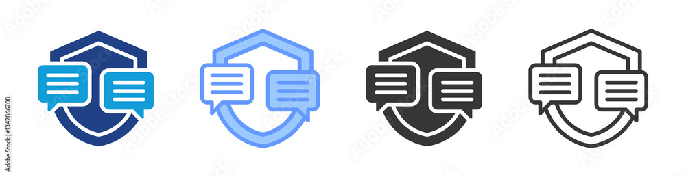 Poster Secure Communication icon set multiple style collection
