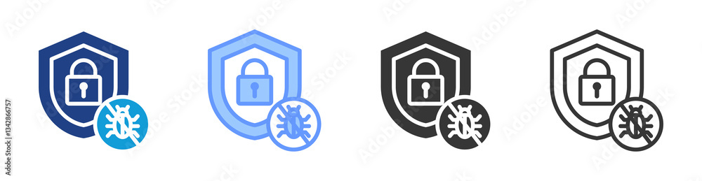 Poster Antivirus icon set multiple style collection