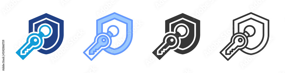 Aufkleber Security Token icon set multiple style collection
