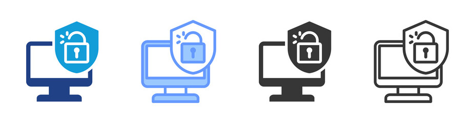 Cyber Attack icon set multiple style collection