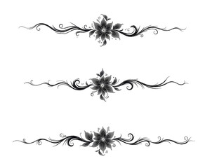 Naklejka premium Floral divider elements in black on white background