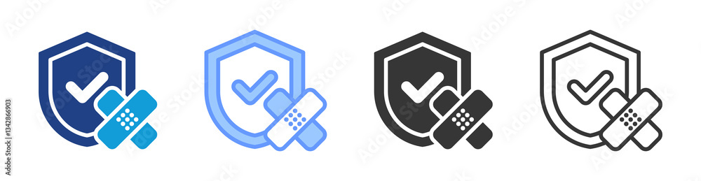 Poster Security Patch icon set multiple style collection