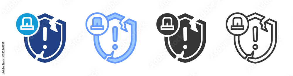 Poster security incident icon set multiple style collection