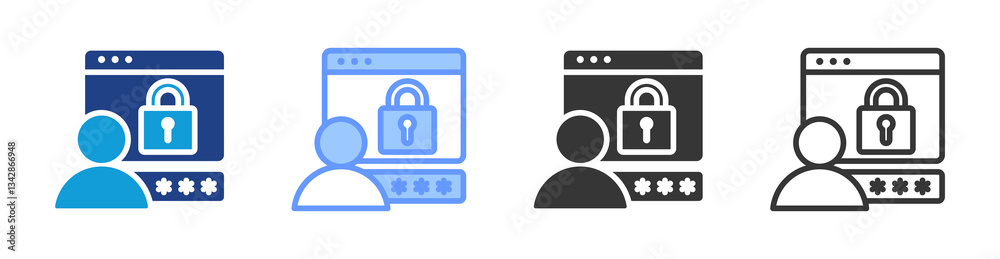 Poster Authorization Code icon set multiple style collection