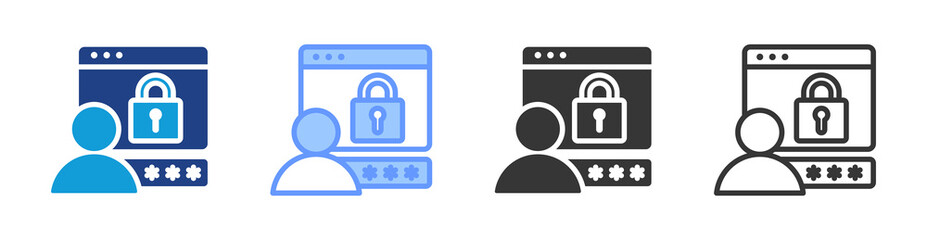 Authorization Code icon set multiple style collection