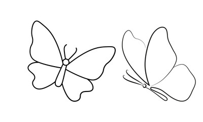 Set of butterfly silhouette vector illustrations on a white background.

