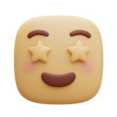 Adorable 3D Render of a Starry-Eyed Smiley Emoji: A Joyful and Playful Digital Illustration