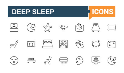 Sleep icon. Contains related to lessness, slumber, rest, ing pills, insomnia, ing man and more. Modern vector illustration. Dream vector icon set. Editable vector.