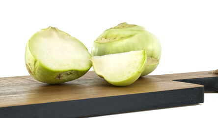 Fresh Green Vegetables Sliced on a Wooden Cutting Board