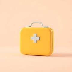 Obraz premium 3D Illustration of Cute medical equipment Yellow First Aid Box