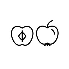 Apple with half. Groceries shopping, farmer market fresh green products. Pixel perfect, editable stroke vector icon
