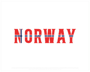 NORWAY flag Typography with flag on a white background, Vector design of NORWAY flag typography, Flag of NORWAY, National Day Design, NORWAY Day design