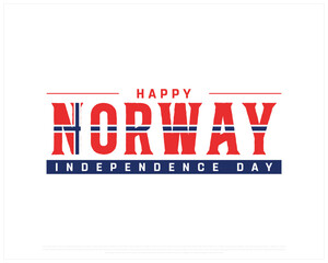Happy NORWAY Independence Day on a white background, Vector design of Independence day of NORWAY, Typographic Design of NORWAY National Day, Flag typography of NORWAY