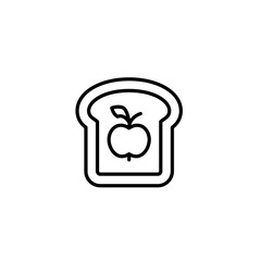 Apple jam on toasted bread. Breakfast sandwich with sweet marmalade. Pixel perfect, editable stroke vector icon