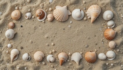 Seashell Beach Frame A Coastal Art Arrangement of Sand and Shells