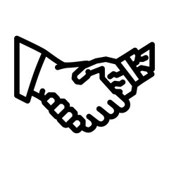 human and robot handshake ai integration line icon vector illustration