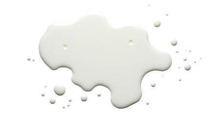 Obraz premium Spilled milk puddle, droplets isolated on white background and texture, top view