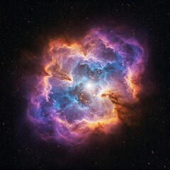 Obraz premium cosmic flower nebula with star clusters and space dust in vibrant purple and orange hues