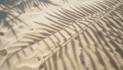 Obraz premium Tranquil Beach Scene Palm Frond Shadows on Sand