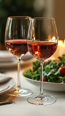 Naklejka premium Couple toasting with wine glasses at a farm-to-table setting surrounded by rustic decor and delicious fresh meals