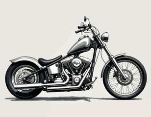 Obraz premium Stylized, Monochrome Classic Motorcycle Illustration