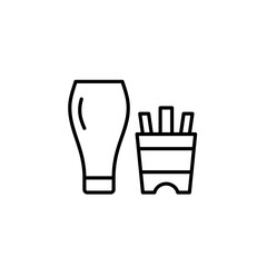 Draught lager beer glass and french fries. Bar or pub snack, lunch and dinner with alcohol and fast food. Pixel perfect, editable stroke vector icon