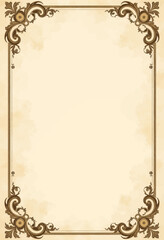 Vintage Beige Paper with Ornate Brown Floral Border