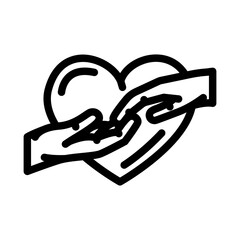 hand touches another line icon vector illustration