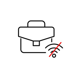 Briefcase and no wi-fi symbol. Interrupted business, offline work mode. Pixel perfect, editable stroke vector icon