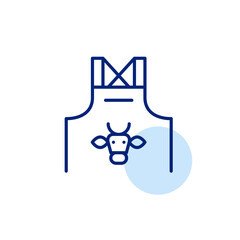 Cow head on apron. Butcher shop, farmer steaks and meat store. Pixel perfect, editable stroke vector icon