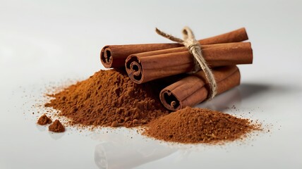 Cinnamon on white background