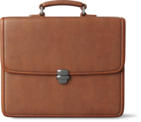 3D Brown leather briefcase