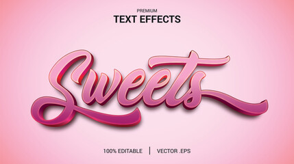 Sweets 3D Editable Text Effect, Pop Style Candy Text Effect Mockup, Set Elegant Pink purple Abstract sweets text effect,