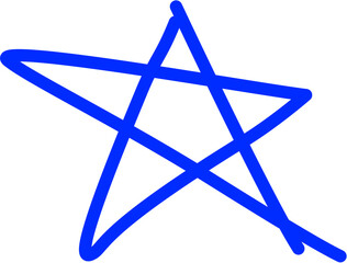 An abstract star drawn with bold strokes, slightly irregular, with overlapping lines, simple yet dynamic design.
