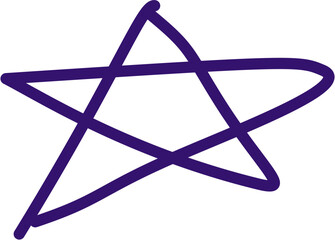 An abstract star drawn with bold strokes, slightly irregular, with overlapping lines, simple yet dynamic design.