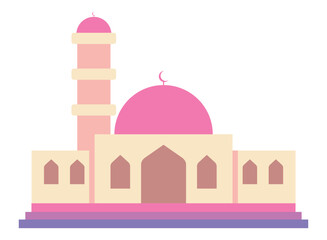 Illustration of an Mosque Islamic Flat