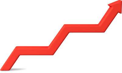 3D Red zigzag up arrow