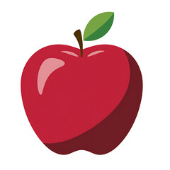 Fototapeta premium A ripe red apple with a green leaf, a symbol of fresh, healthy fruit