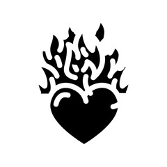 heart on fire glyph icon vector illustration