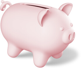 3D pastel pink piggy bank
