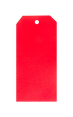 red sale tag on white background isolated