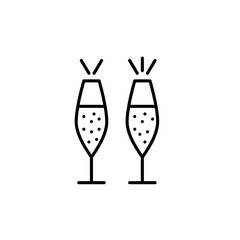 Toasting with flutes of champagne. Drinking at bars, celebration and party. Pixel perfect, editable stroke vector icon