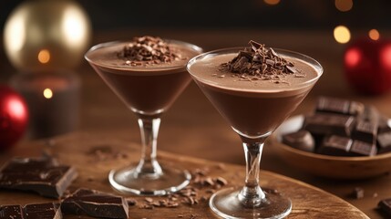 A rich, velvety cocktail, crafted with a blend of smooth brandy, creamy cognac, and a hint of sweet creme de cacao, garnished with a delicate chocolate shavings.