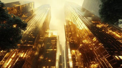 A busy city street with a large building in the background