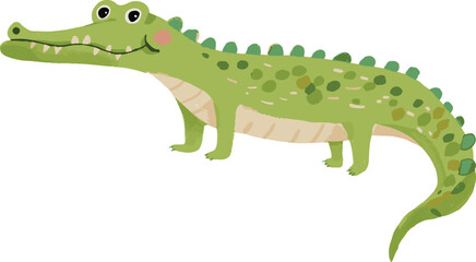Cartoon Cute baby crocodile vector, Watercolor Alligator character isolated