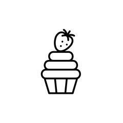 Cupcake with strawberry. Desserts, sweet snacks and bakery. Pixel perfect, editable stroke vector icon